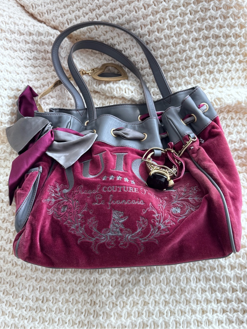 Authentic Juicy Couture Daydreamer Burgundy Shoulder Bag with Ring